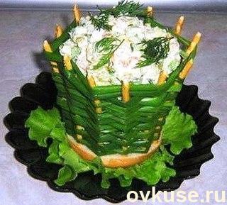 "Корзиночка из зеленого лука" для порционного салата
